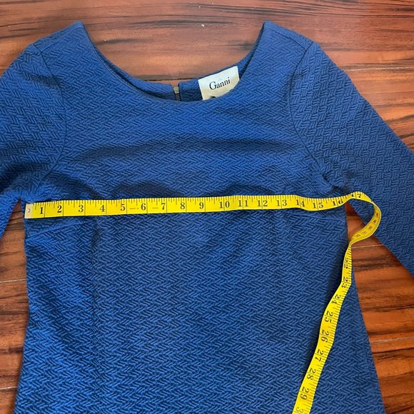 Royal Blue Lousa Textured Shift Dress - Ganni (Anthropologie) - Size S - Picture 6 of 6